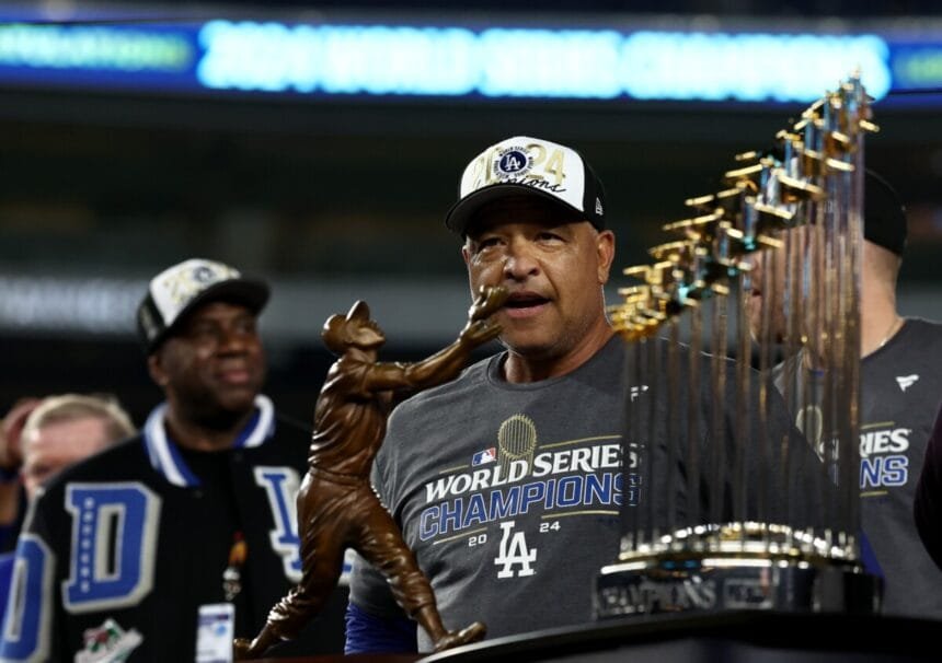 Dave Roberts urges Dodgers fans not to think about the World Series yet as the season begins