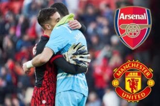 Joan Garcia hugs Sergi Darder of Mallorca