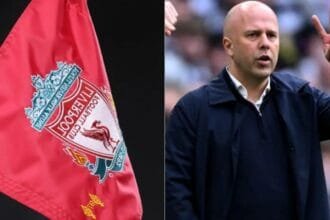 Liverpool flag and Arne Slot