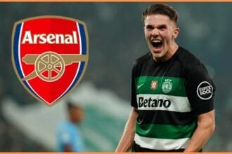 Viktor Gyokeres celebrates a goal for Sporting Lisbon