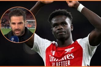 Cesc Fabregas and Bukayo Saka