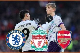 Dean Huijsen celebrates with Evanilson