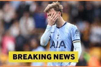 James Maddison reacts during Tottenham vs Wolves