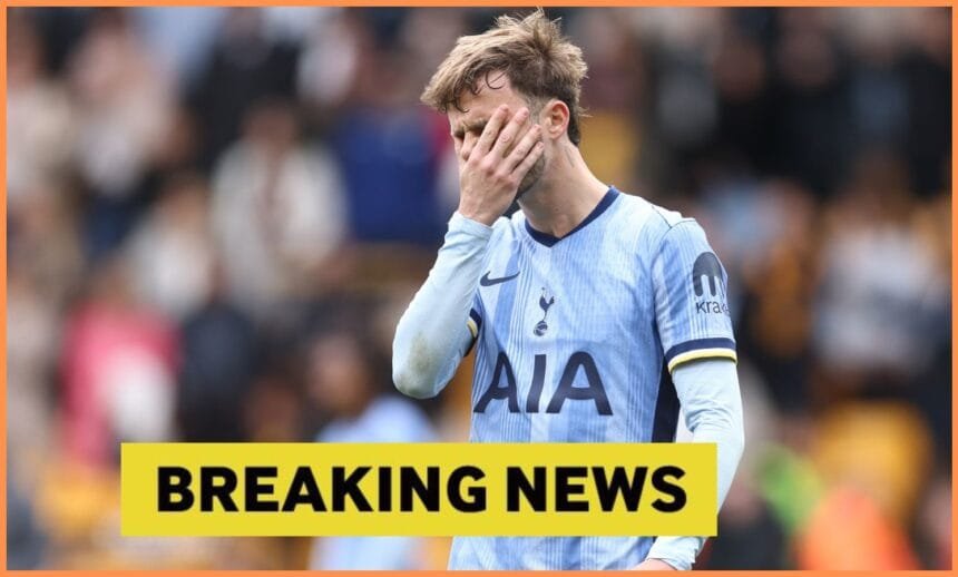 James Maddison reacts during Tottenham vs Wolves