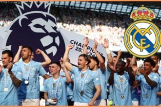 Man City players celebrating