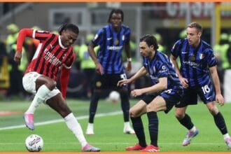 Rafael Leao in action in the Milan Derby