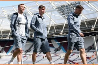 Evan Ferguson with his West Ham teammates