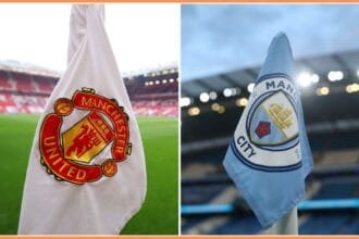 Man United and Man City flags