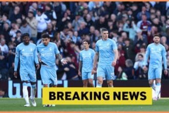 Nottingham Forest players react during the defeat against Aston Villa