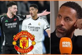 Declan Rice, Jude Bellingham and Rio Ferdinand