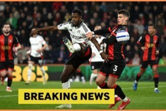 Milos Kerkez in action for Bournemouth vs Fulham