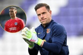 Marc-André ter Stegen warms up for Barcelona