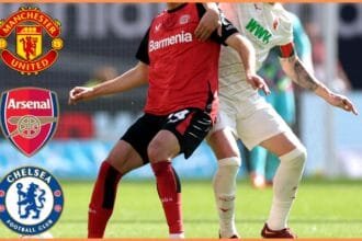Patrik Schick in action for Bayer Leverkusen