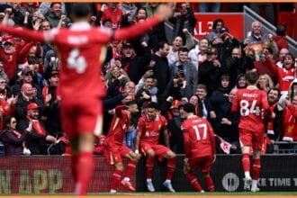 Liverpool players celebrating