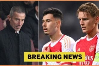 Andrea Berta, Gabriel Martinelli and Martin Odegaard