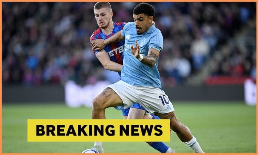 Adam Wharton in action for Crystal Palace against Nottingham Forest