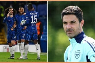 Christopher Nkunku and Mikel Arteta