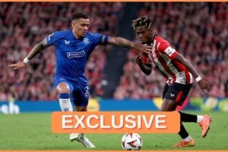 Nico Williams in action for Athletic Bilbao against Rangers