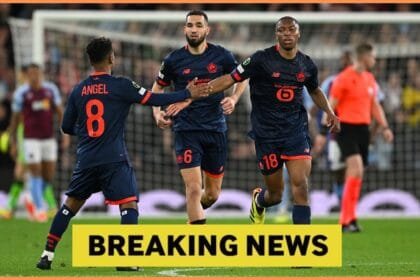 Angel Gomes celebrates with his Lille teammates