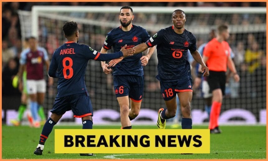 Angel Gomes celebrates with his Lille teammates