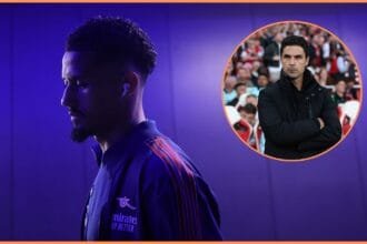 William Saliba and Mikel Arteta