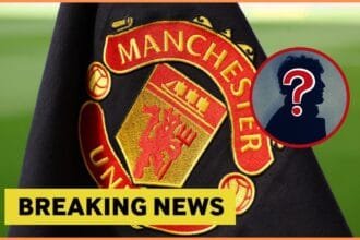 Manchester United logo on corner flag, with yellow