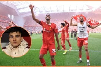 Ryan Gravenberch celebrates Liverpool