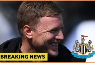 Eddie Howe plus breaking news banner