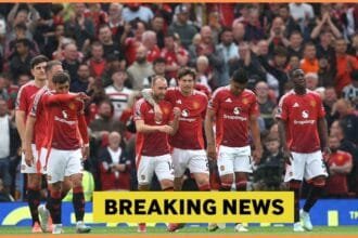 Bruno Fernandes with his Manchester United teammates