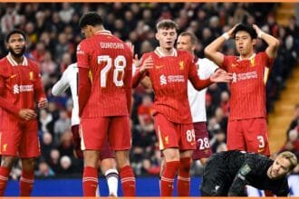Jarell Quansah and his Liverpool teammates react