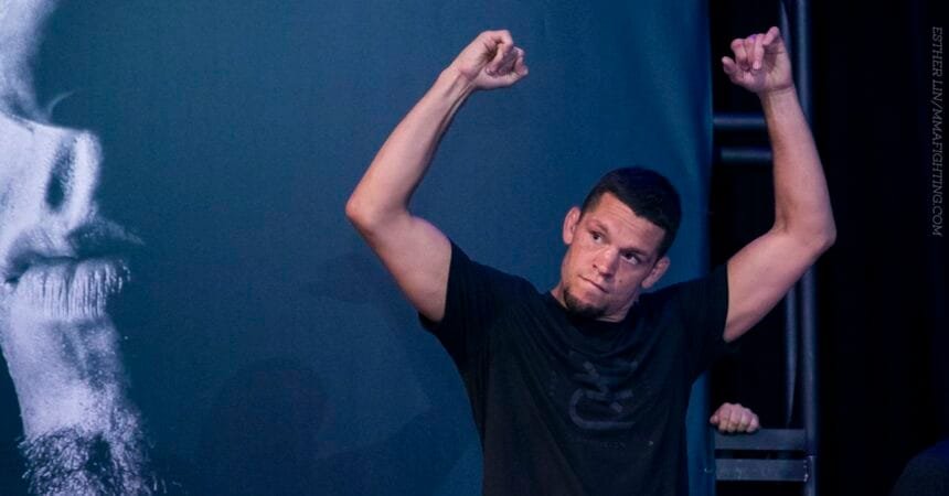 Nate Diaz hilariously explains why he constantly throws a bottle of water at his enemies: "I'll keep hydrated."