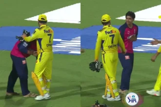 Vaibhav Suryavanshi Touches MS Dhoni Feet