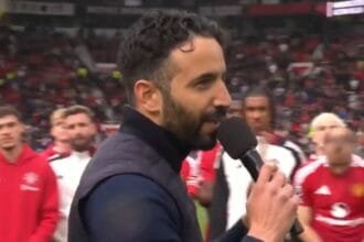 Manchester United boss Ruben Amorim speaks to Old Trafford fans with promises of better things to come (video)