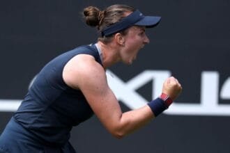 Krejcikova saves match points again to survive in Eastbourne