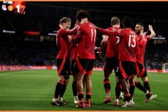 Man United players celebrating