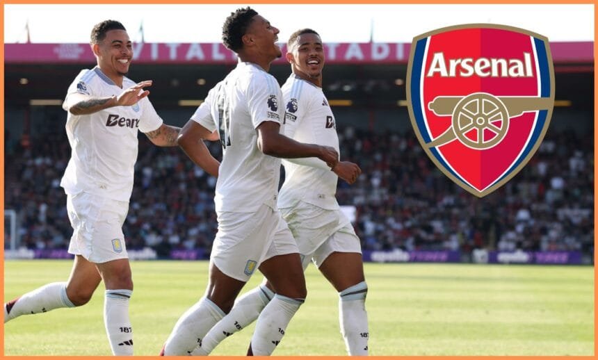 Morgan Rogers and Ollie Watkins celebrate for Aston Villa