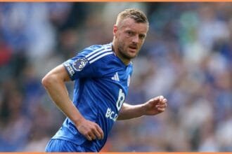 Jamie Vardy in action for Leicester City