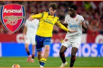 Lucien Agoume in action for Sevilla against Las Palmas