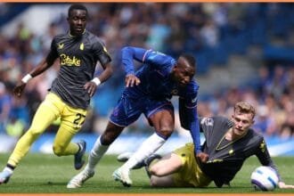 Jarrad Branthwaite in action for Everton against Chelsea