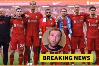 Liverpool players celebrate their Premier League title victory