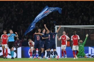 PSG players celebrating
