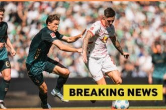 Benjamin Sesko in action for RB Leipzig