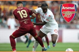Moise Kean in action for Fiorentina vs Roma