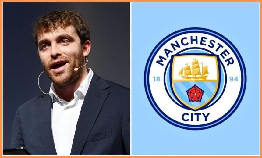 Fabrizio Romano and the Manchester City logo