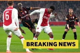 Victor Osimhen in action for Galatasaray vs Ajax