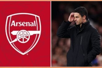 Arsenal manager Mikel Arteta looks on