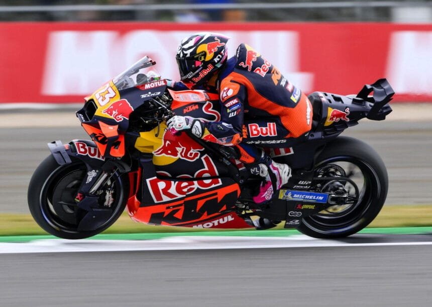 Enea Bastianini heads for the KTM Aero test.