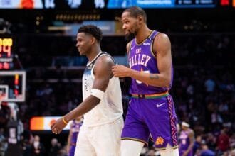 Houston Rockets split appears above Kevin Durant, with the "offensive" Minnesota Timberwolves now leading race