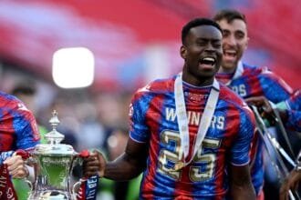 Marc Guehi celebrates Crystal Palace