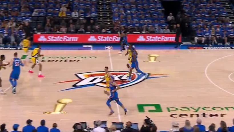 NBA Finals logo on court 2025